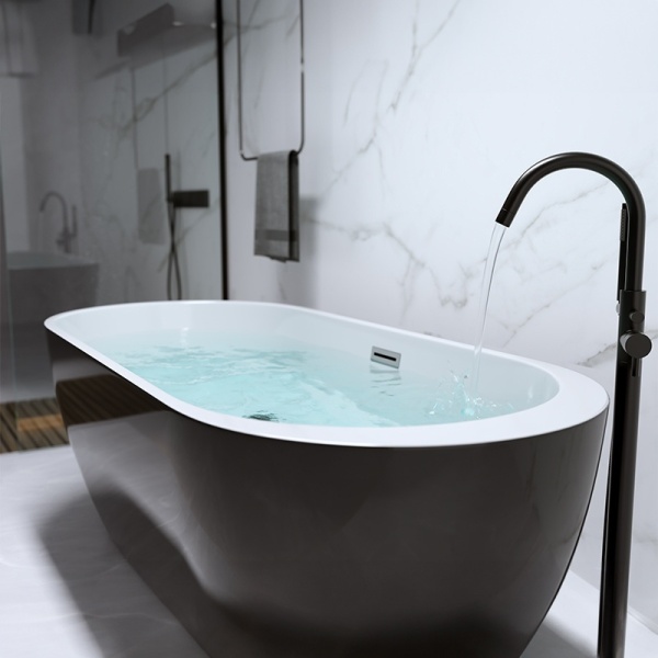 Cada de baie Porto 503A 150x75cm, Culoare Negru , Deversor Cromat - Img 3