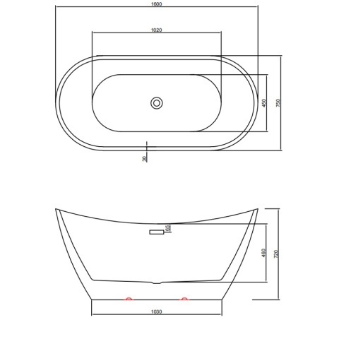 Cada de baie suport 160x75cm, Rica513B, Culoare Alb, Deversor Cromat - Img 9