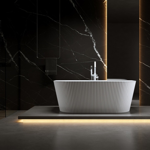 Cada de baie suport CARLO 517B, Dimensiune 150x75cm, Culoare Alb, Deversor alb mat - Img 10