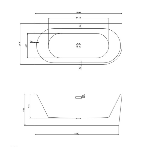 Cada de dus MERA 509C/Stanga, Dimensiune 160x75cm, Culoare Alb, Deversor Auriu - Img 12