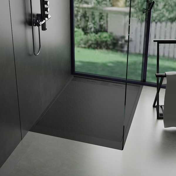 Cadita de dus DEKO Slim, Structura de piatra 140x80cm, Culoare Negru - Img 6