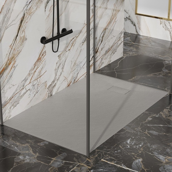 Cadita de dus JUKO Slim, Structura de piatra 110x70cm, Culoare Gri - Img 8