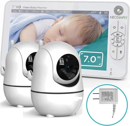 Camere de supraveghere Baby Monitor NeoSimply® Audio-Video wireless, LikeSmart BabyStar, ecran HD XXL 7″ Inch LCD, VOX, Mod Nocturn, Baterie 4000mAh, Monitorizare Temperatura, Alarma, Cantece de Leagan - Img 4