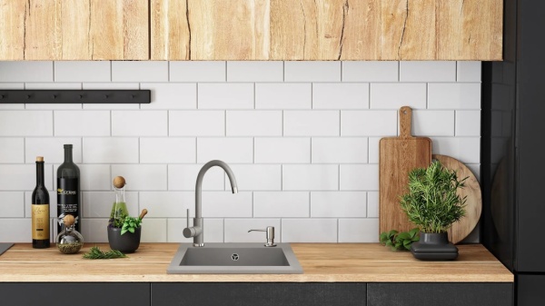 Chiuveta Bucatarie Pro GRANIT WEST GREY, Dimensiuni 44 x 48.5 x 17 cm, 1 Cuva, Incastrabila, Gri - Img 4