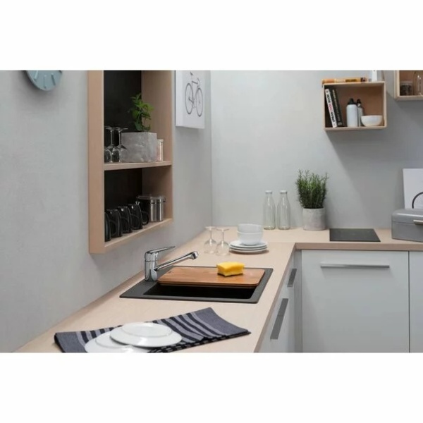 Chiuveta compozit Hansgrohe S51 SilicaTec, Dimensiune 56x51cm, Culoare Negru Grafit - Img 5