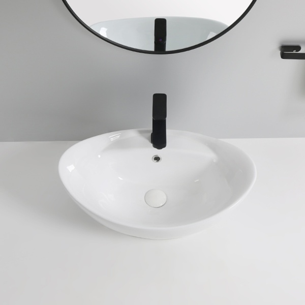 Chiuveta De Blat PRO CLARA, 59x39x 21 Cm, Montaj Pe Blat, Design Deosebit, Forma Rotunda, Ceramica Sanitara, Alb - Img 3