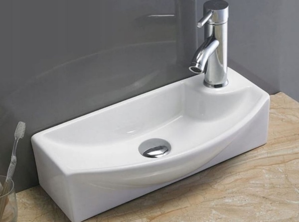 Chiuveta de blat PRO LOBELIA SLIM, Dimensiuni 45x 23x 12 cm, Forma Dreptunghiulara, Ceramica sanitara, Cu gaura baterie, Alb - Img 3
