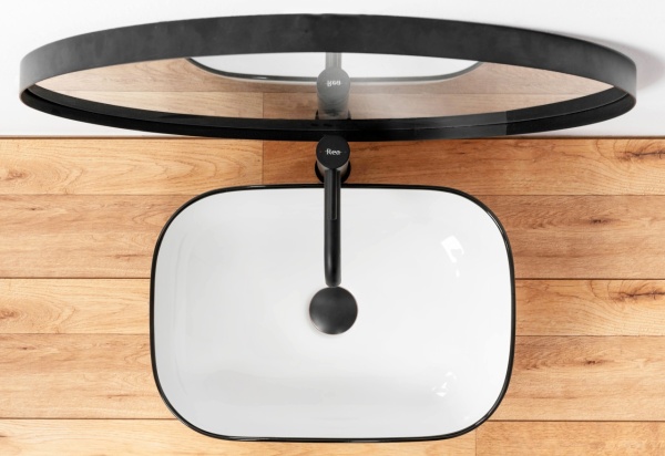 Chiuveta de blat REA Marbel, 46.5x33 X 13.5 Cm, Montaj Pe Blat, Design Deosebit, Ceramica Sanitara, Alb - Img 3
