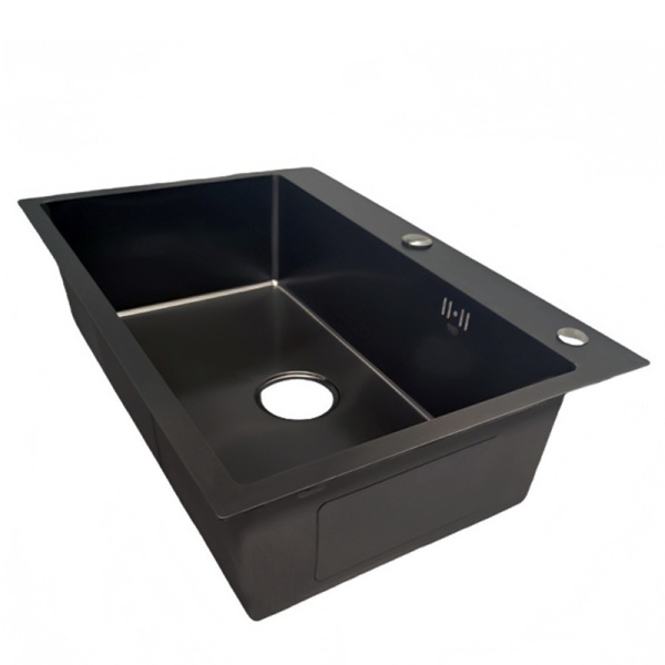 Chiuveta de bucatarie Alor BL cu o singura cuva, otel negru, cu gaura de baterie, dimensiune 68x45 cm - Img 4
