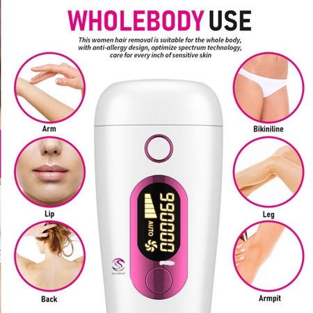 Epilator IPL SeveShop®, Epilare Definitiva Fara Durere, Tehnologie IPL, Mod Automat si Manual, Pentru Femei si Barbati, Fata, Corp, Axila, Inghinal, Senzor Piele, Indepartare Permanenta a Parului, Lumina Pulsatorie, Alb - Img 5
