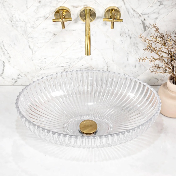 Lavoar de baie REA Nicole, pentru blat, Design Modern Elegant, Transparent - Img 5