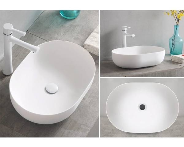 Lavoar de blat ANNA SLIM, Dimensiuni 61 x 41 x 13.5 cm, Forma Ovala, Ceramica sanitara, Alb - Img 9