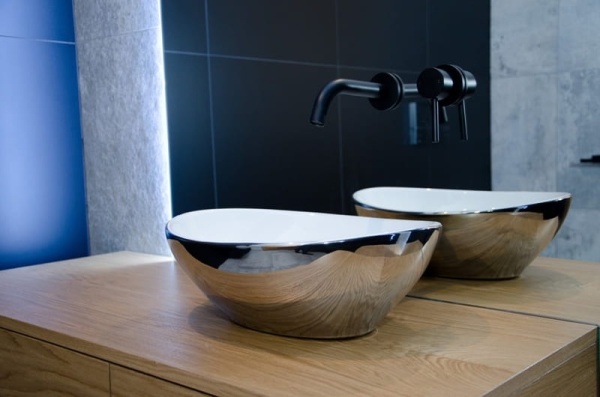 Lavoar De Blat PRO VERA SILVER, Dimensiuni 40,5 X 33 X 14 Cm, Montaj Pe Blat, Design Deosebit, Forma Ovala, Ceramica Sanitara, Alb / Argintiu - Img 6