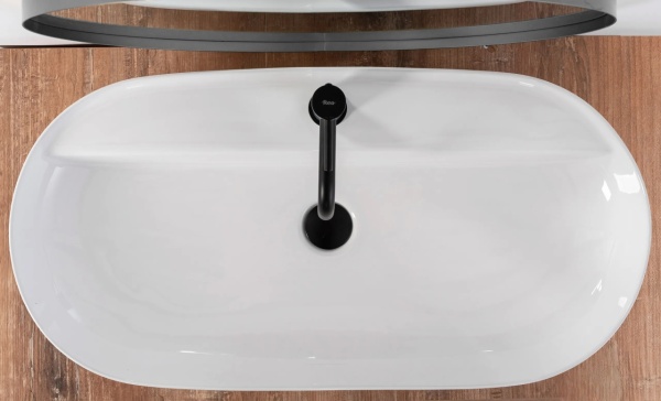 Lavoar De Blat REA AURA 81, Dimensiuni 81 X 41 X 14 Cm, Montaj Pe Blat, Forma Ovala, Ceramica Sanitara, Alb - Img 3