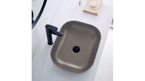 Lavoar De Blat REA BELINDA, Dimensiuni 45.5 X 32.5 X 13.5 Cm, Forma Dreptunghiulara, Ceramica Sanitara, Gri, Finisaj Mat - Img 4