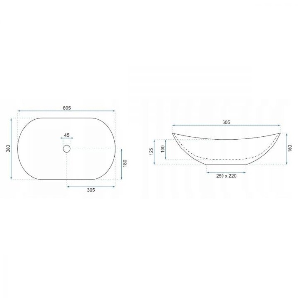 Lavoar De Blat REA ROYAL Granit Mat, Dimensiuni 60.5 X 36 X 10 Cm, Forma Ovala, Ceramica Sanitara - Img 6
