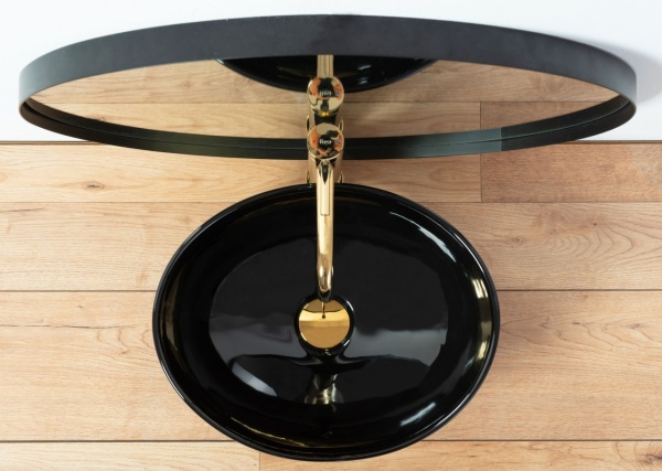Lavoar De Blat REA SOFIA, Dimensiuni 41 X 34.5 X 15 Cm, Montaj Pe Blat, Design Deosebit, Forma Ovala, Ceramica Sanitara, Negru - Img 3