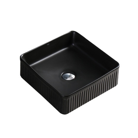 Lavoar pe blat, Aura, Material Ceramica, Negru Mat, 37.5x37.5x13 cm - Img 7