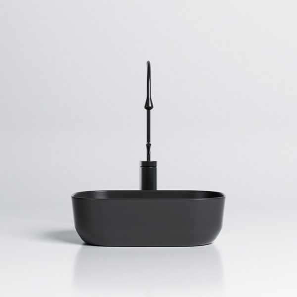 Lavoar pe Blat, Milo, Marmura Ceramica Negru Mat , Dreptunghiular 37 x 25 x 11,5 cm - Img 4