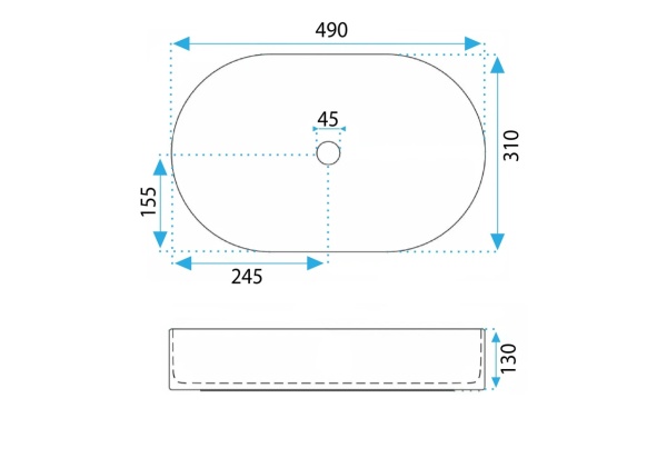 Lavoar pe blat oval cu finisaj mat Vanda Baby Blue Matt albastru deschis - Img 5