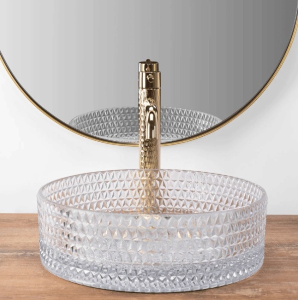 Lavoar pe blat REA Cristal Transparent,diametrul 35,5 x 11,5 cm - Img 2