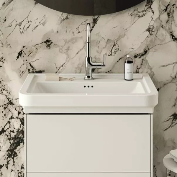 Lavoar pe mobilier Ideal Standard Atelier Calla alb lucios 67 cm cu orificiu baterie si preaplin - Img 7