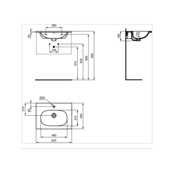 Lavoar pe mobilier Ideal Standard Tesi 62x45 cm - Img 4