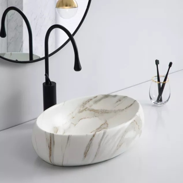 Lavoar pentru blat Marmura Mat 48x34x15 cm - Img 2