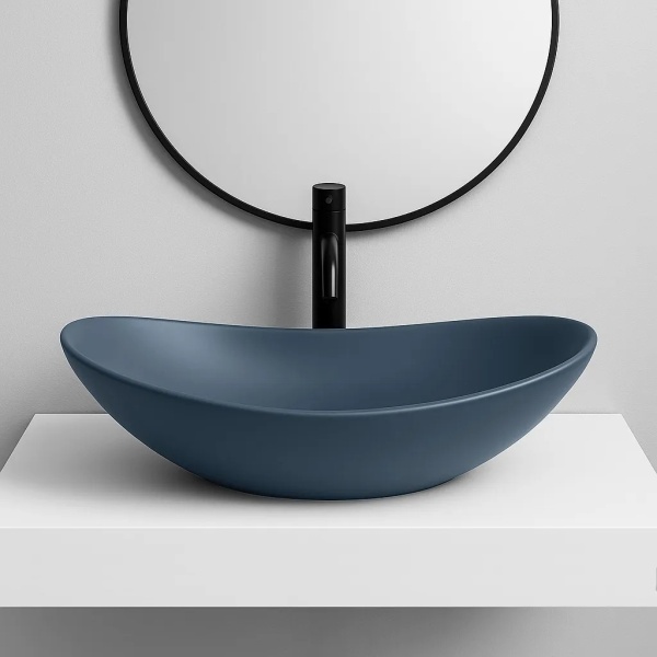 Lavoar pentru blat oval cu finisaj mat Rea Royal Blueberry Matt albastru - Img 4