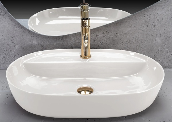 Lavoar pentru blat Rea Aura ,Dimensiune 61cm, Culoare Ecru Shiny - Img 3