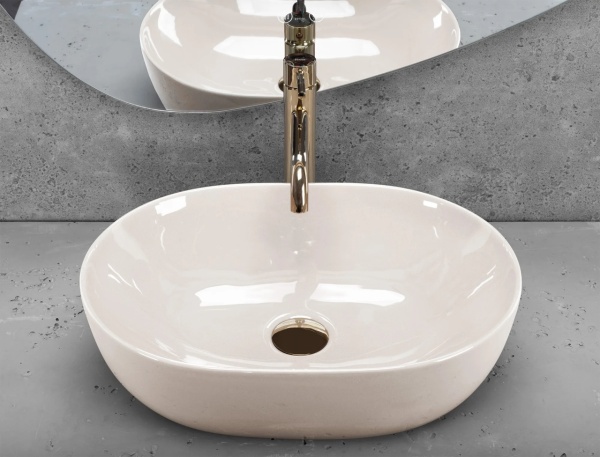Lavoar pentru blat Rea Lisa ,Dimensiune 49cm, Culoare Ecru Shiny - Img 5