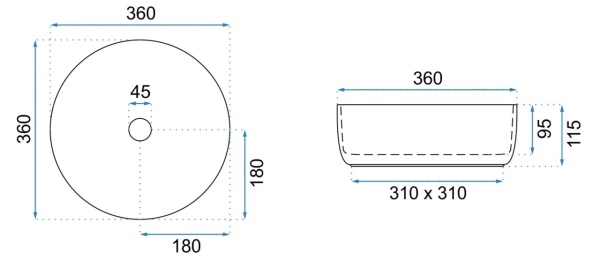 Lavoar pentru blat Rea Sami, Dimensiune 36cm, Culoare Ecru - Img 4