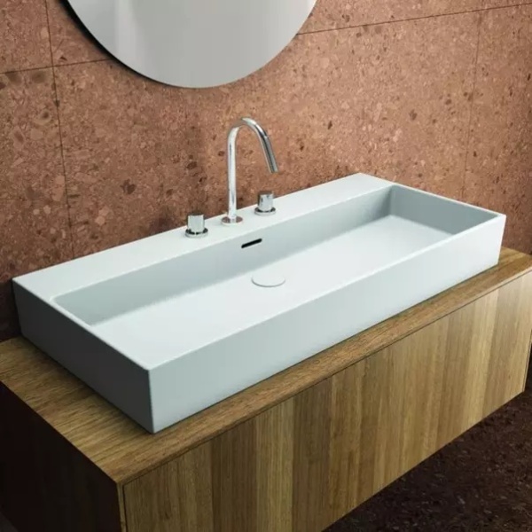 Lavoar suspendat Ideal Standard Atelier Extra cu 3 orificii baterie si preaplin alb lucios 80 cm - Img 11