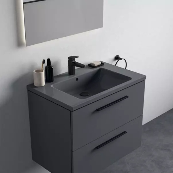 Lavoar suspendat Ideal Standard i.life B gri lucios 81 cm cu orificiu baterie si preaplin - Img 10