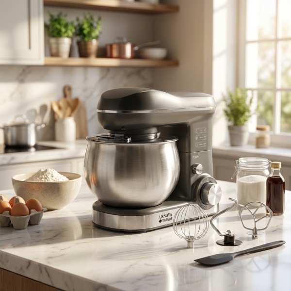 Mixer cu bol AIRNOVA® VitaBlend BLD-10, 1200W, Bol inox 5L, 3 Accesorii, 6 Viteze, Negru/Inox - Img 5