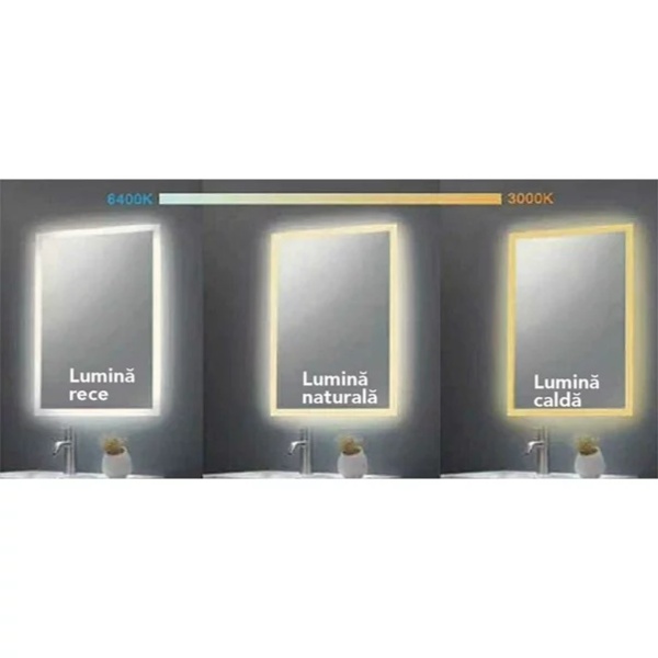 Oglinda cu iluminare LED si dezaburire Fluminia Cleopatra 120 cm plus lupa cosmetica - Img 5