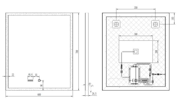 Oglinda LED 60x70cm, Sistem Dezaburire, Lumina Reglabila si Afisaj Temperatura - Img 2