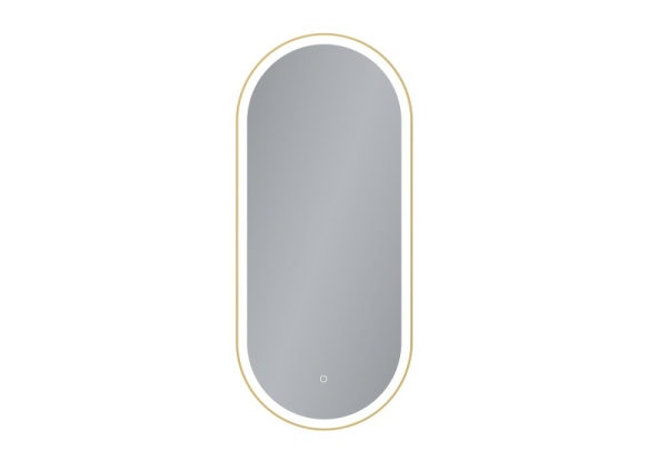 Oglinda LED cu Dezaburire, Dimensiune 40x90cm, Rama din Aluminiu, Culoare Auriu periat - Img 2