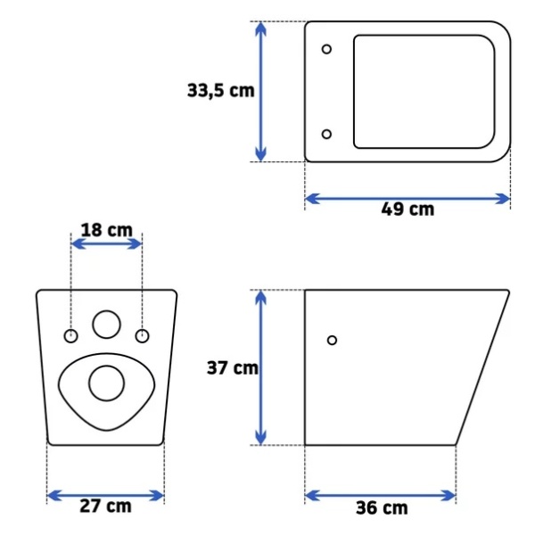 Pachet vas wc suspendat Rea, capac softclose si set dus igiena intima crom cu baterie incastrata Invena Bidetta - Img 6