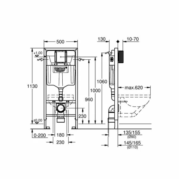 Rezervor cu cadru incastrat Grohe Rapid SL pentru vas wc - Img 3