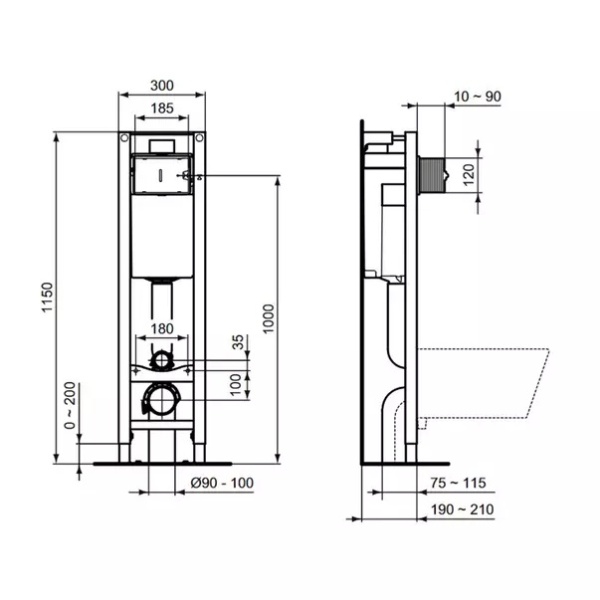 Rezervor wc incastrat Ideal Standard ProSys Eco M cu cadru metalic - Img 4
