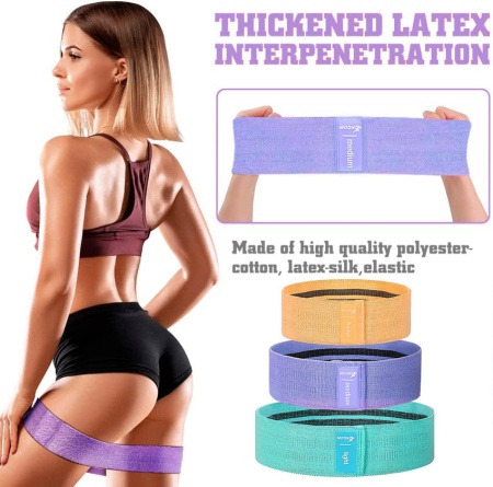 Set 3 benzi elastice fitness ODISSEY LIFE®, din bumbac si latex, 3 niveluri de rezistenta - Img 3