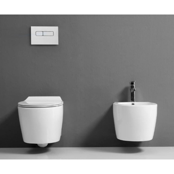 Set Bideu si Vas WC PRO ALBA, montaj suspendat, ceramica sanitara, Capac Soft-Close SLIM inclus - Img 4