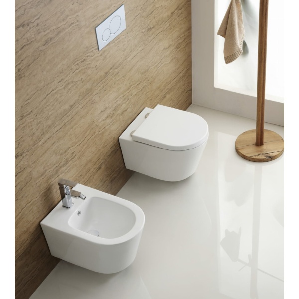 Set Bideu si Vas WC PRO MOUSE LAURA RIMLESS, montaj suspendat, ceramica sanitara, Capac Soft-Close inclus - Img 2