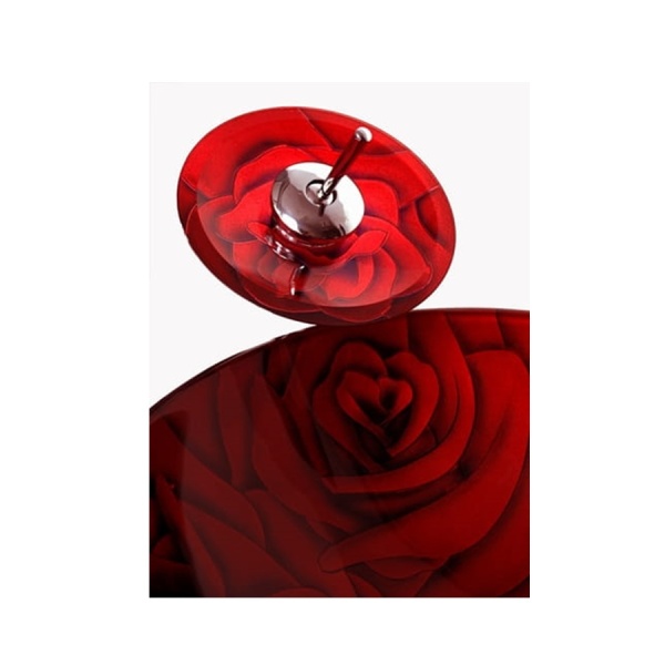 Set Complet Chiuveta De Blat PRO ERA GLASS Si Baterie , Dimensiuni 42 x 42 X 14 Cm, Forma Rotunda, Sticla Temperata, Rosu, Imprimeu Trandafiri - Img 2