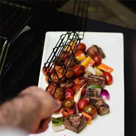 Set pentru Gratar compus din 4 grile extra lungi din otel inoxidabil cu maner de lemn plus manusa si termometru digital pentru carne, legume, fructe de mare - Img 5