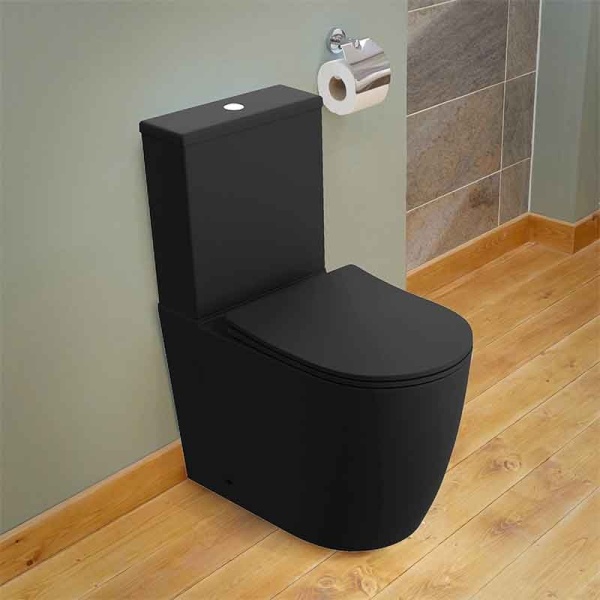 Set WC monobloc Spectrum, Novelda, Rimless Protect, cu capac ??i rezervor, 38x60.5 cm, negru mat - Img 2