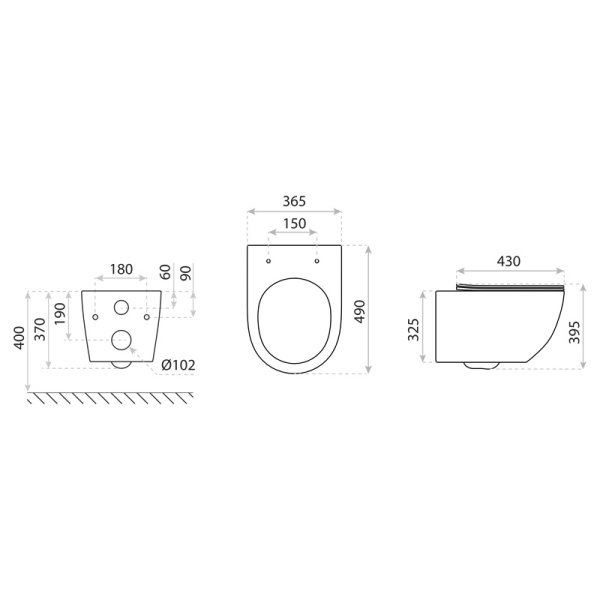 Set WC suspendat rimless cu capac inclus Spectrum Trendi Stone 35.5 x 51.5 cm alb mozaic - Img 5