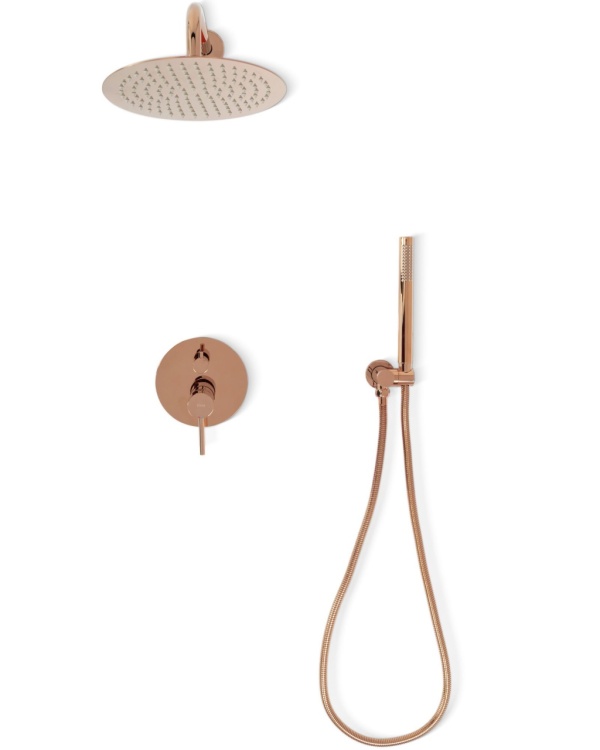 Sistem Complet De Dus REA LUNGO ROSE GOLD, Montaj Incastrat In Perete, Ploaie De Dus 25x25cm, Finisaj Rose Gold - Img 5