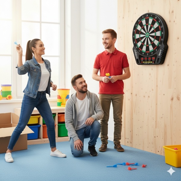 Tabla electronica de darts PRO ERA®, 27 de jocuri-243 de variante Tabla electrica digitala de darts cu LCD, 6 sageti, 30 de varfuri, cablu de incarcare. 1-16 jucatori, BUUL - Img 3